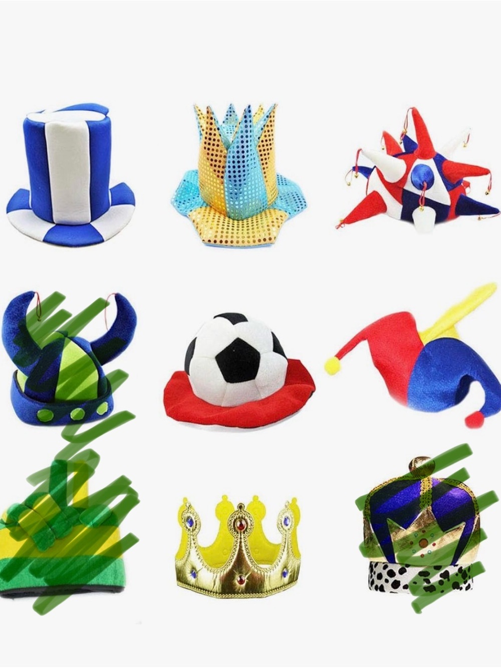 Amazon Kids Costume Hat Pack – Blue, Red, Yellow, Green